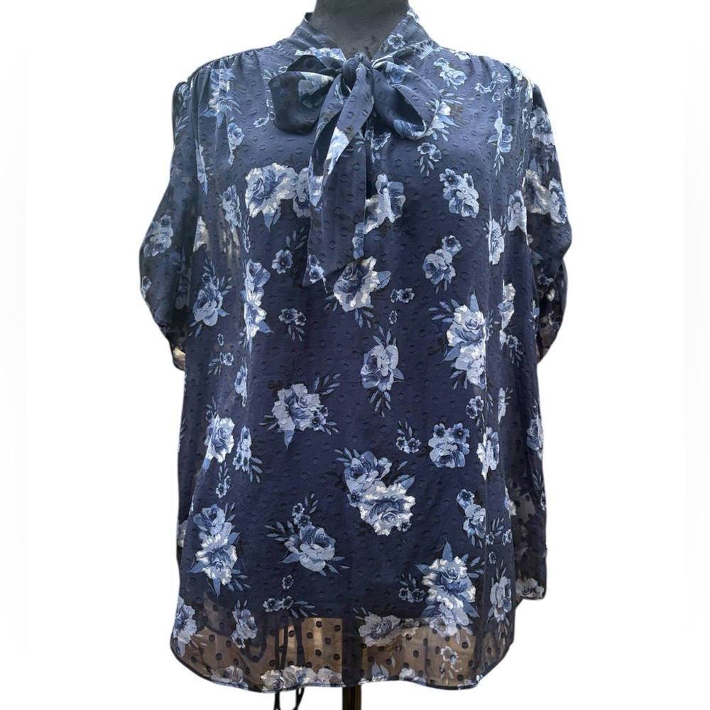 Kate Spade 100% Silk Blue Floral Blouse